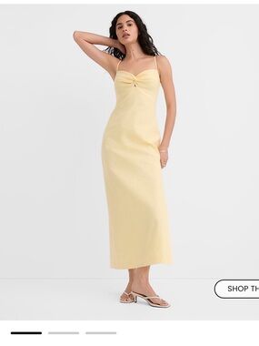LOFT Pale Yellow Spaghetti-Strap Maxi Dress